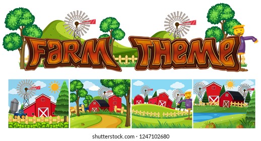 Set of farm theme illustration