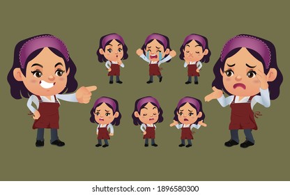Set of farmer with different emotions