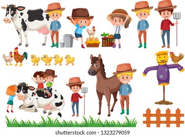 Set of farmer element illustration