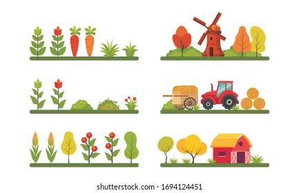 Set of farmer element Vector illustrations with modern flat design style 