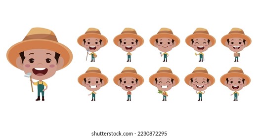 Set of farmer and gardener with different poses