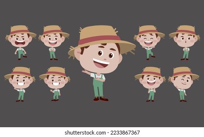 Set of farmer and gardener with different poses