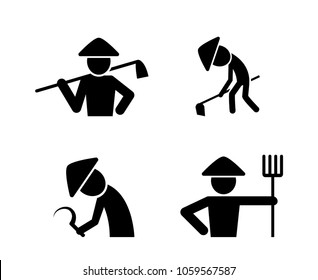 Set of farmer icons in simple style, vector art