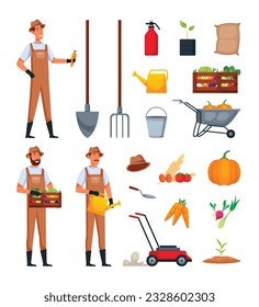 Set of farmer vector characters