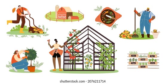 Set of farmers or agricultural workers