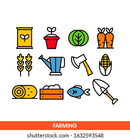 Set of farming icon illustration. concept logo. farming logo monoline
