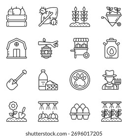 Conjunto de Ícones Lineares de Agricultura