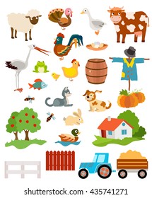 set of farming live animals