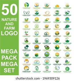 conjunto de logotipo agrícola , conjunto de vector natural
