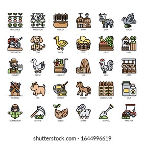 Set of farming thin line and pixel perfect icons for any web and app project. 