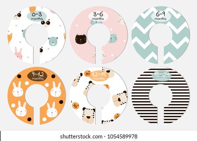 Set Of Fashion Baby Closet Dividers. Vector Hand Drawn Illustration.