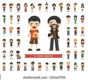 Set of fashion character , eps10 vector format