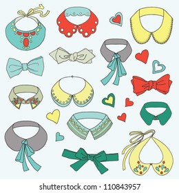 Set of fashion collars and bow ties