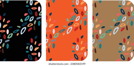 Set of fashion covers. Abstract design from colorful feathers and flowers. Perfect design for notebooks, planners, brochures, diaries,  books, catalogs etc. Seamless patterns . 