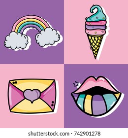 set fashion cute patch decoration design