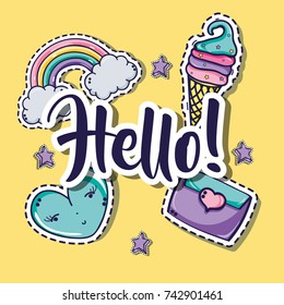 set fashion cute patch decoration design