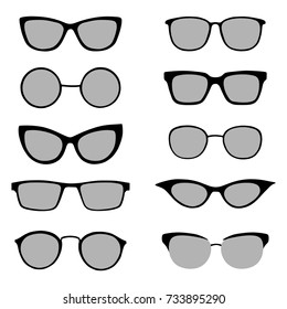 Set of fashion eyeglasses silhouettes