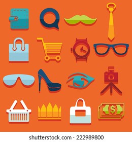 Set of fashion flat icons