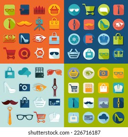 Set of fashion flat icons