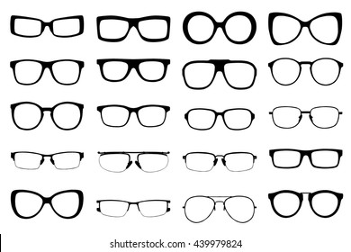 Set of fashion glasses style isolated on white background. vector illustrator, silhouette