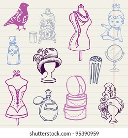 Set of Fashion Hand drawn Doodles - for your design and scrapbook in vector