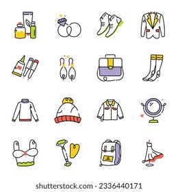 Set of Fashion Hand Drawn Icons 

