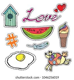 Set of fashion icon patches elements colorful design vector badge