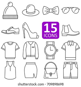Set of fashion icon vector