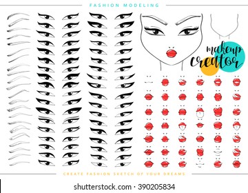 Set for fashion modeling female faces. 