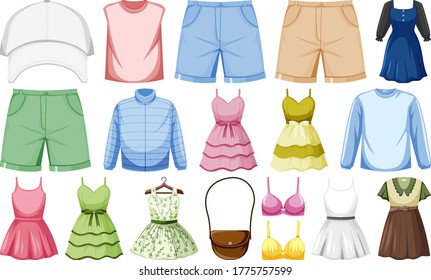 Set of fashion outfits illustration