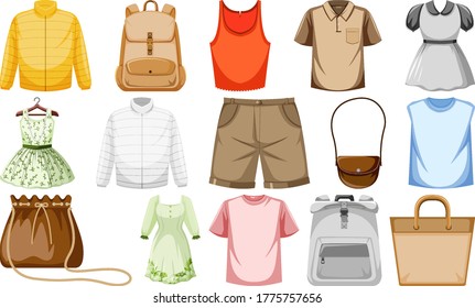 Set of fashion outfits illustration