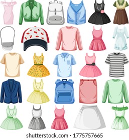 Set of fashion outfits illustration