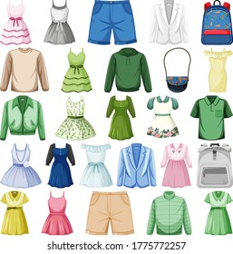 Set of fashion outfits illustration