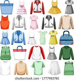 Set of fashion outfits illustration