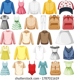 Set of fashion outfits illustration