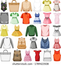 Set of fashion outfits illustration