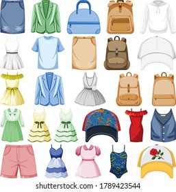 Set of fashion outfits illustration