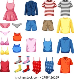 Set of fashion outfits illustration