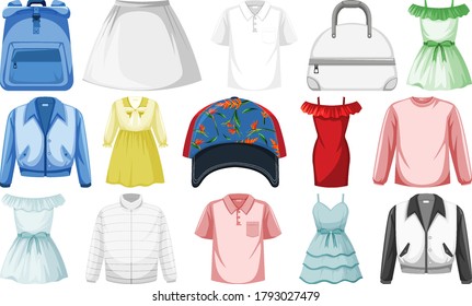 Set of fashion outfits illustration