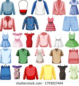 Set of fashion outfits illustration