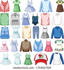 Set of fashion outfits illustration