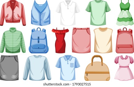 Set of fashion outfits illustration