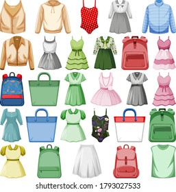 Set of fashion outfits illustration