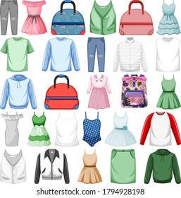 Set of fashion outfits illustration