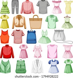 Set of fashion outfits illustration