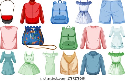 Set of fashion outfits illustration