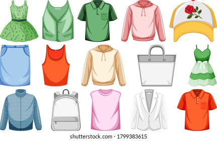 Set of fashion outfits illustration
