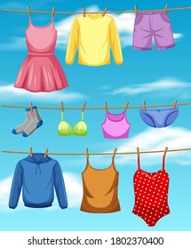 Set of fashion outfits illustration