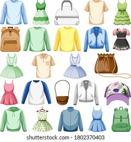 Set of fashion outfits illustration