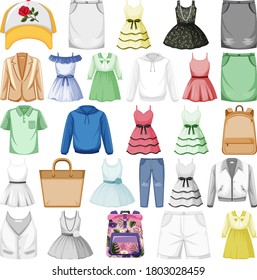 Set of fashion outfits illustration